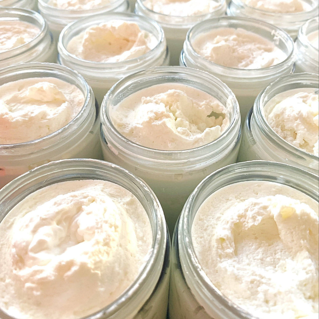 Here's a glance inside each of the whipped body butter jars - a velvety cloud of luxe moisturization. 