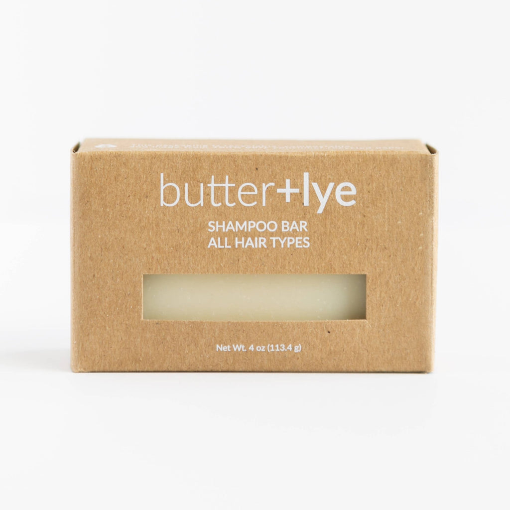 Pictured is our shampoo bar for all hair types produced by Butter and Lye, offered by Innovate Green.